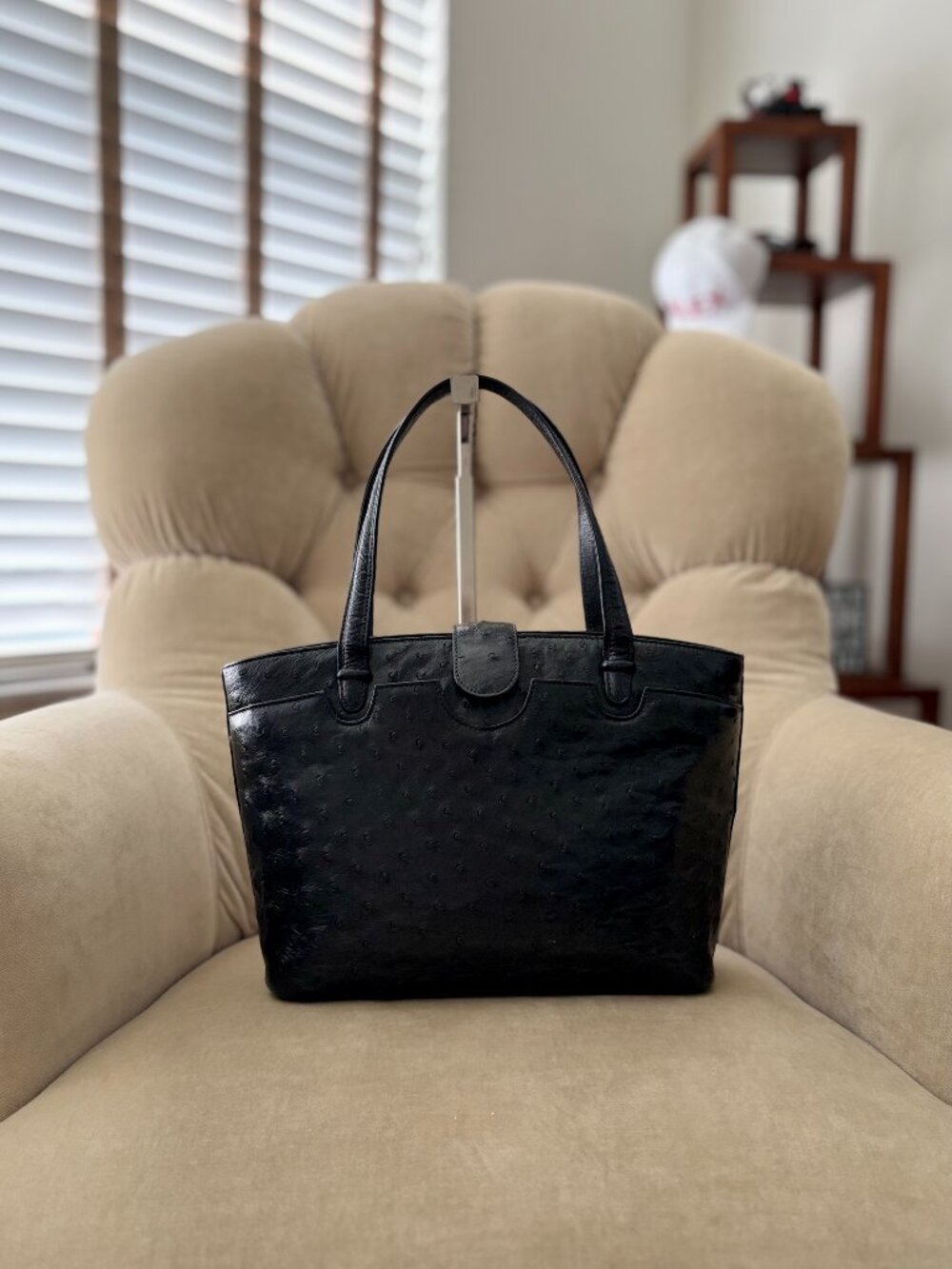 VTG Auth. LORENZI MILANO Genuine Ostrich Satchel Tote Bag... STUNNING!